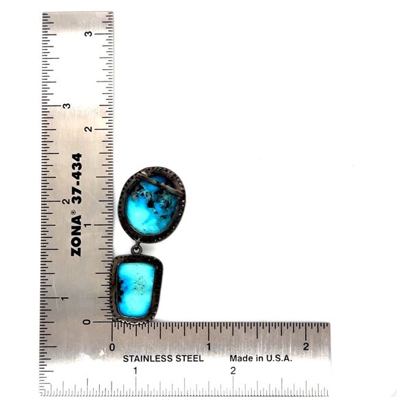 Turquoise Black Crystals Earrings in - Picture 5 of 7